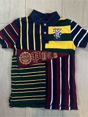 Polo by Ralph Lauren Multi-Color Striped Patchwork Polo Shirt